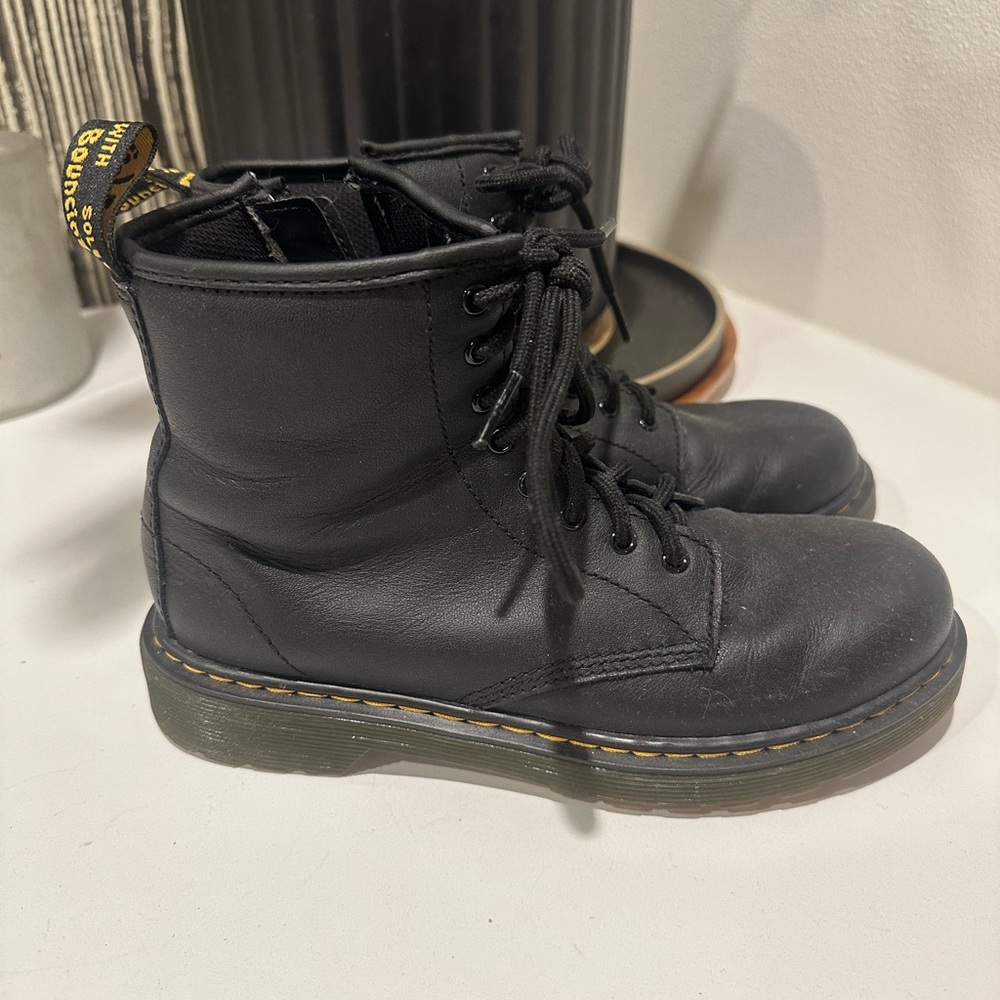 Black Leather Lace-Up Boots